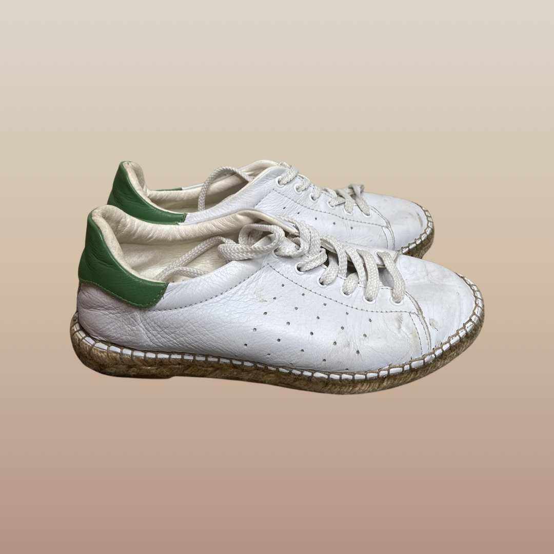 Baskets cuir et paille