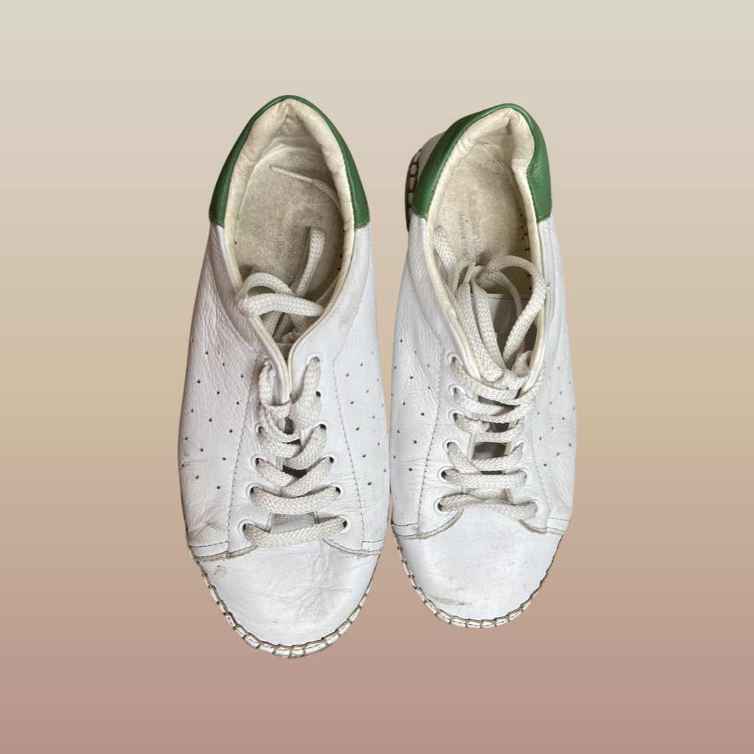 Baskets cuir et paille