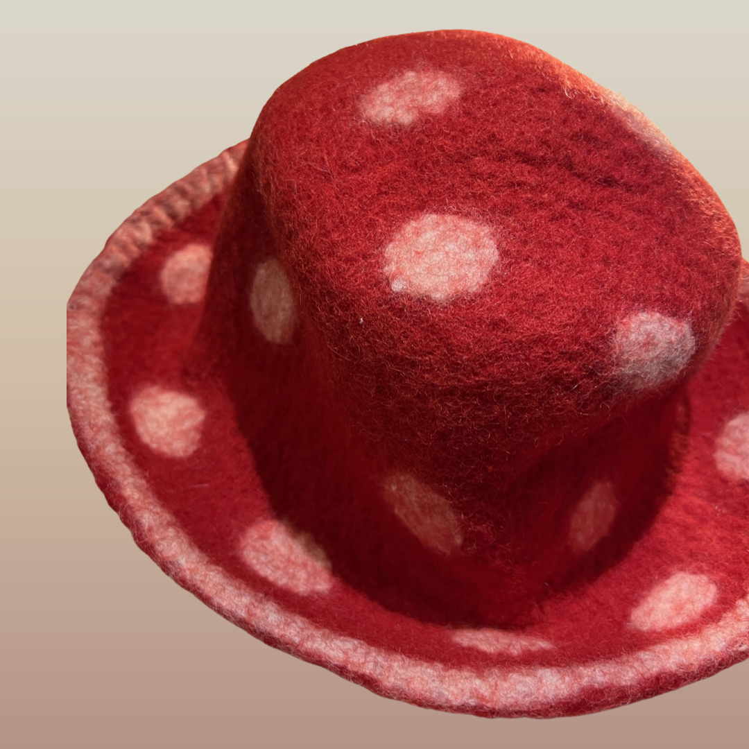 Chapeau à pois en laine